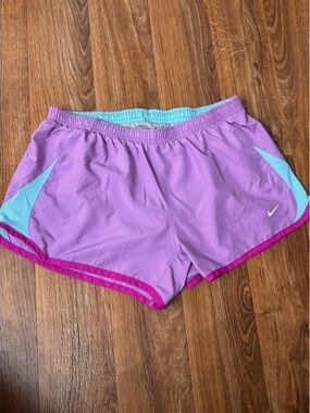 Nike Purple Athletic Shorts with Teal and Pink Trim